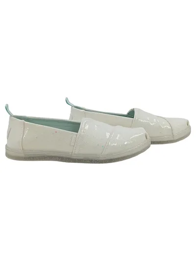 TOMS Alpargata Slipper Kinder Gr. 36 Weiß Glitzer Slip-On Schuhe