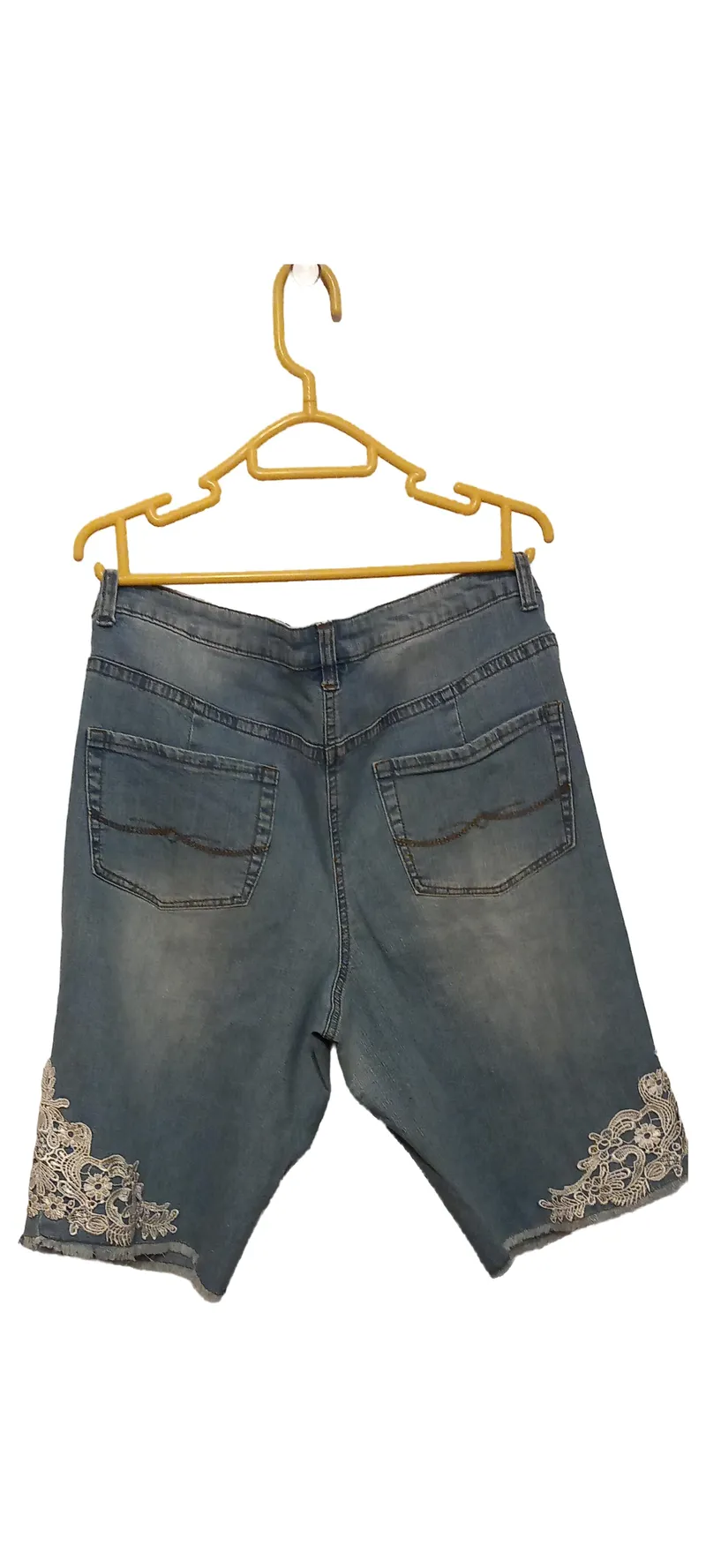 Angel of Style Damen Jeans Shorts Bermuda Spitze Gr. 48 Blau 2