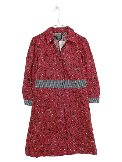 TOO FAST Hemdbluse Damen Gr. M Rot Blumenmuster Karo Baumwolle Vintage