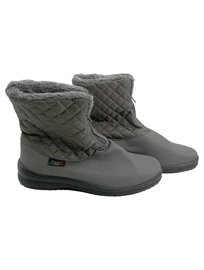 SAMITEX Damen Schneestiefel Gr. 42 Grau Gefüttert Steppung Winterstiefel