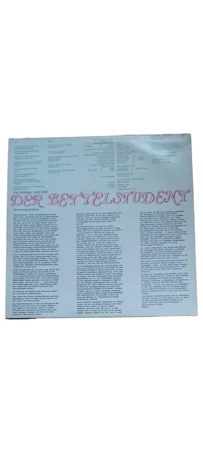 Der Bettelstudent Karl Millöcker Operette Vinyl LP AMIGA DDR Klassik
