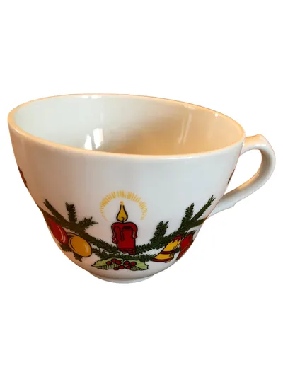 Tirschenreuth Bavaria Porzellan Tasse Weihnachtsmotiv Kerze Vintage