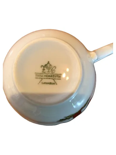Tirschenreuth Bavaria Porzellan Tasse Weihnachtsmotiv Kerze Vintage
