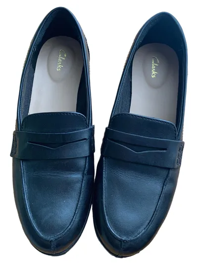 Clarks Damen Penny Loafer Slipper Schwarz Leder Gr. 37 Business