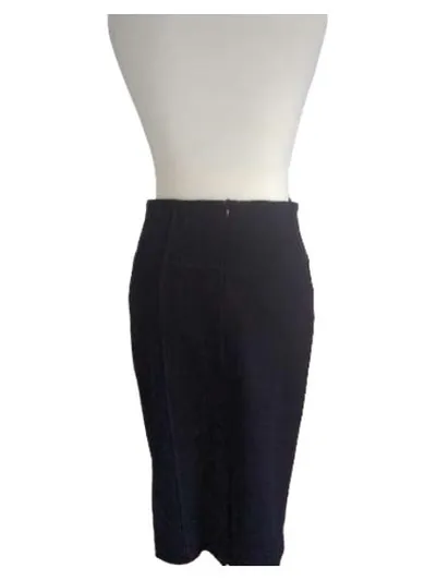 Laurèl Bleistiftrock Damen Gr. 36 Dunkelblau Wolle Business Elegant