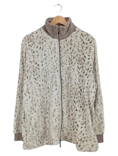 Mont Chalet Fleecejacke Damen XL Leopardenmuster Beige Animal-Print