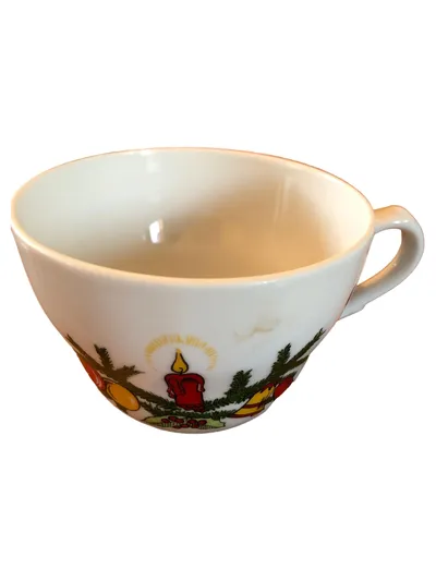 Tirschenreuth Bavaria Porzellan Tasse Weihnachten Kerze Tannenzweig Vintage