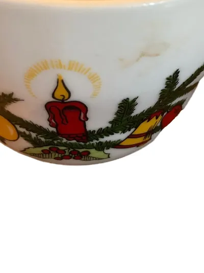 Tirschenreuth Bavaria Porzellan Tasse Weihnachten Kerze Tannenzweig Vintage