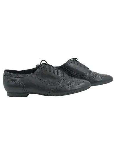 Pesaro Damen Oxford Schnürschuhe Schwarz Leder Brogue Gr. 39