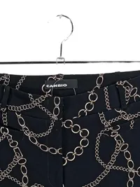 Cambio Stoffhose Damen L/40 Schwarz Kettenmuster Elegant Business 2