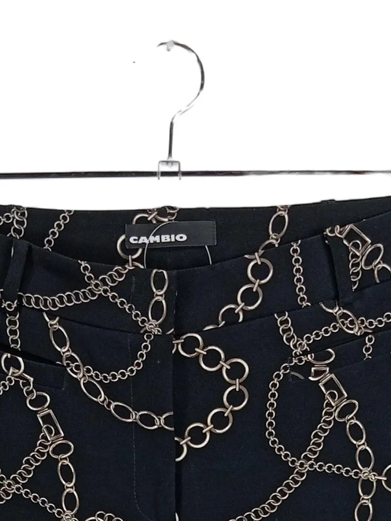Cambio Stoffhose Damen L/40 Schwarz Kettenmuster Elegant Business 2