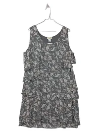 Alessa W. Collection Damen Kleid Gr. 46 Grau Blumenmuster Rüschen 1