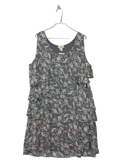 Alessa W. Collection Damen Kleid Gr. 46 Grau Blumenmuster Rüschen