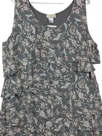 Alessa W. Collection Damen Kleid Gr. 46 Grau Blumenmuster Rüschen 2