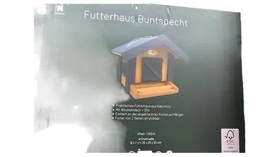 Markenlos Buntspecht Futterautomat Vogelhaus Naturholz Braun 25x25x20cm
