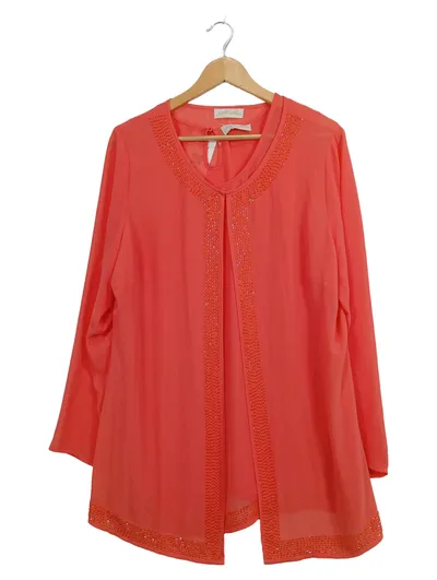 Judith Williams Bluse Langarm Damen Elegant Orange Gr. 40 L Strass
