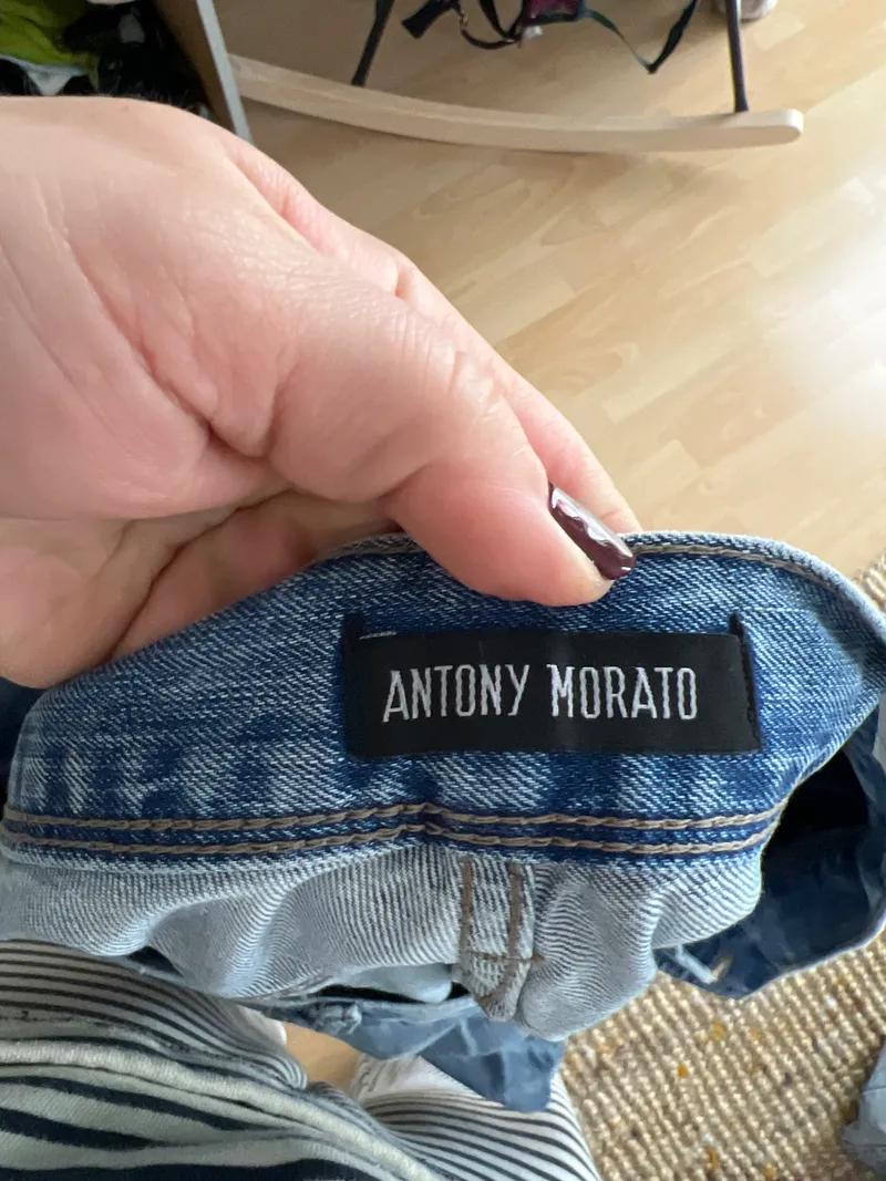 Antony Morato Herren Jeans Shorts W34 Blau Distressed Denim Destroyed 2