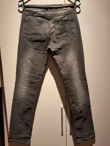 DENIM DE VILLE Damen Jeans Regular Fit Grau Gr. 36 Used Look