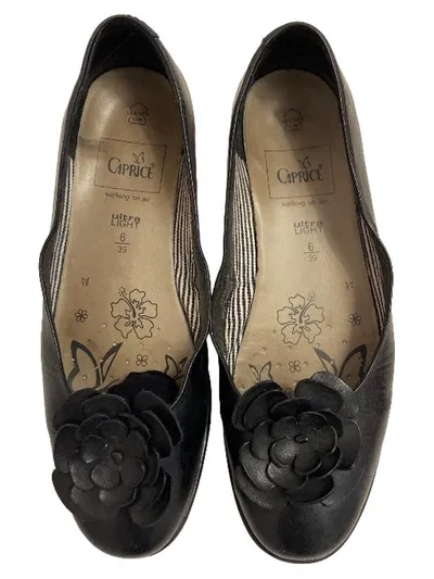 Caprice Walking on Air Ballerinas Damen Leder Applikationen Schwarz Gr. 39