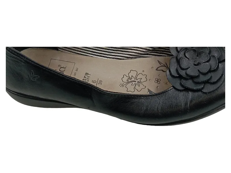 Caprice Walking on Air Ballerinas Damen Leder Applikationen Schwarz Gr. 39 6