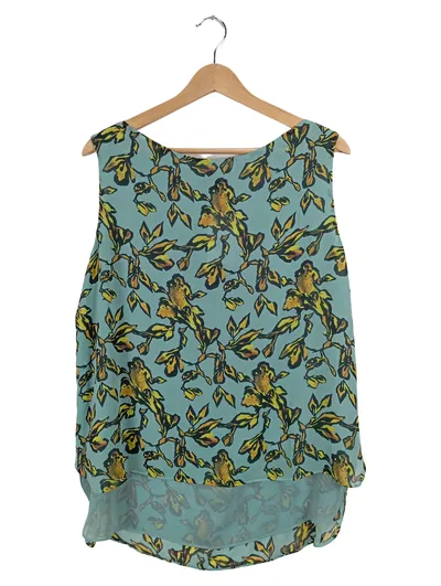 Lawrence Grey Damen Top Bluse Gr. 44 Türkis Blumenmuster Ärmellos