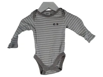 Twins Baby Body Langarm Gestreift Igel Gr. 68 Grau Baumwolle