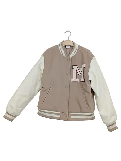 pageone young College Bomberjacke Kinder Gr. 134/140 Beige M-Patch