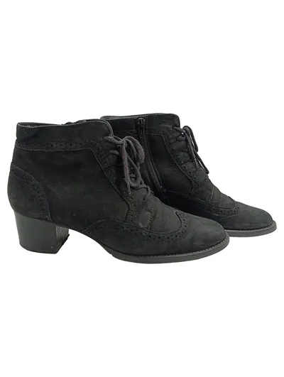 Paul Green Damen Brogue Stiefelette Leder Schnürer Schwarz Gr. 39,5
