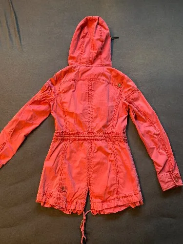Khujo Damen Parka Jacke mit Kapuze Rosa Vintage Look Gr. XS/34