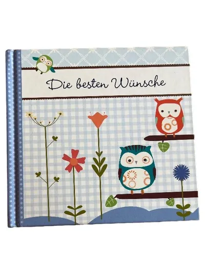 Die besten Wünsche Geschenkbuch mit Eulen Blumen Design Hardcover