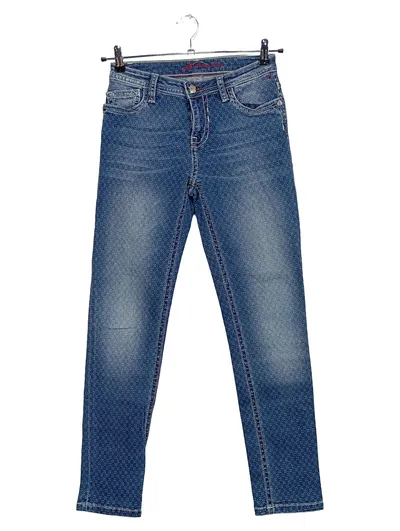 BLUE FIRE CO Damen Jeans Slim Fit Gr. 36 W28 Blau Gepunktet Stretch