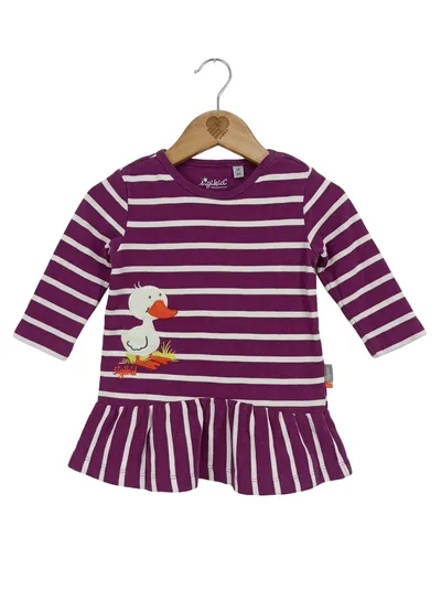 Sigikid Freizeitkleid Gr. 68 Lila Gestreift Applikationen Rüschen Tiermotive