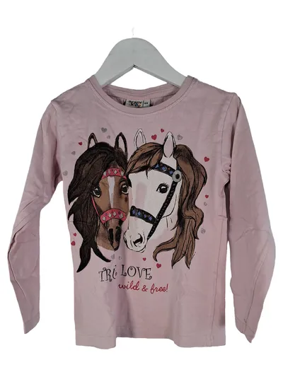 Infinity Kids Mädchen Langarmshirt Pferde Print Rosa Gr. 122