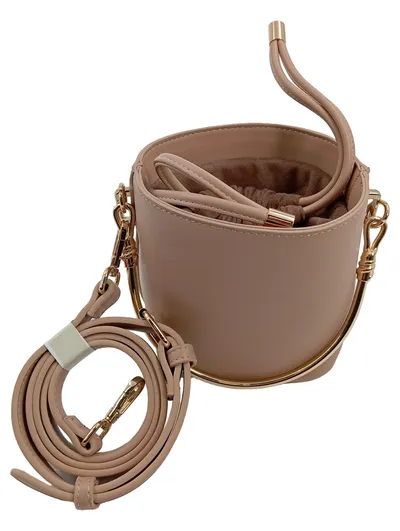 Bijou Brigitte Damen Bucket Bag Beuteltasche Beige Metallbügel Elegant