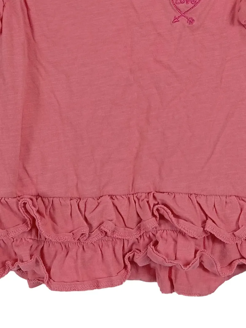Dopodopo Girls T-Shirt ärmellos Gr. 122 Rosa Rüschen Stickerei Baumwolle 2