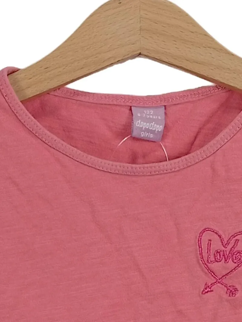 Dopodopo Girls T-Shirt ärmellos Gr. 122 Rosa Rüschen Stickerei Baumwolle 5