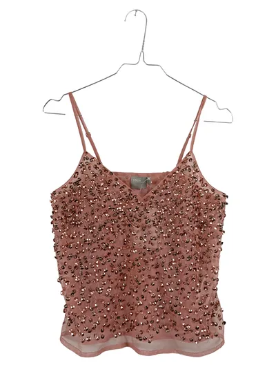 ASOS Damen Top Gr. 34 Rosa Pailletten Mesh Spaghettiträger Glamourös