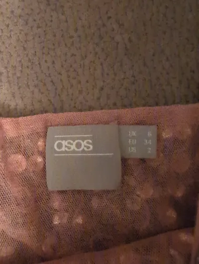 ASOS Damen Top Gr. 34 Rosa Pailletten Mesh Spaghettiträger Glamourös