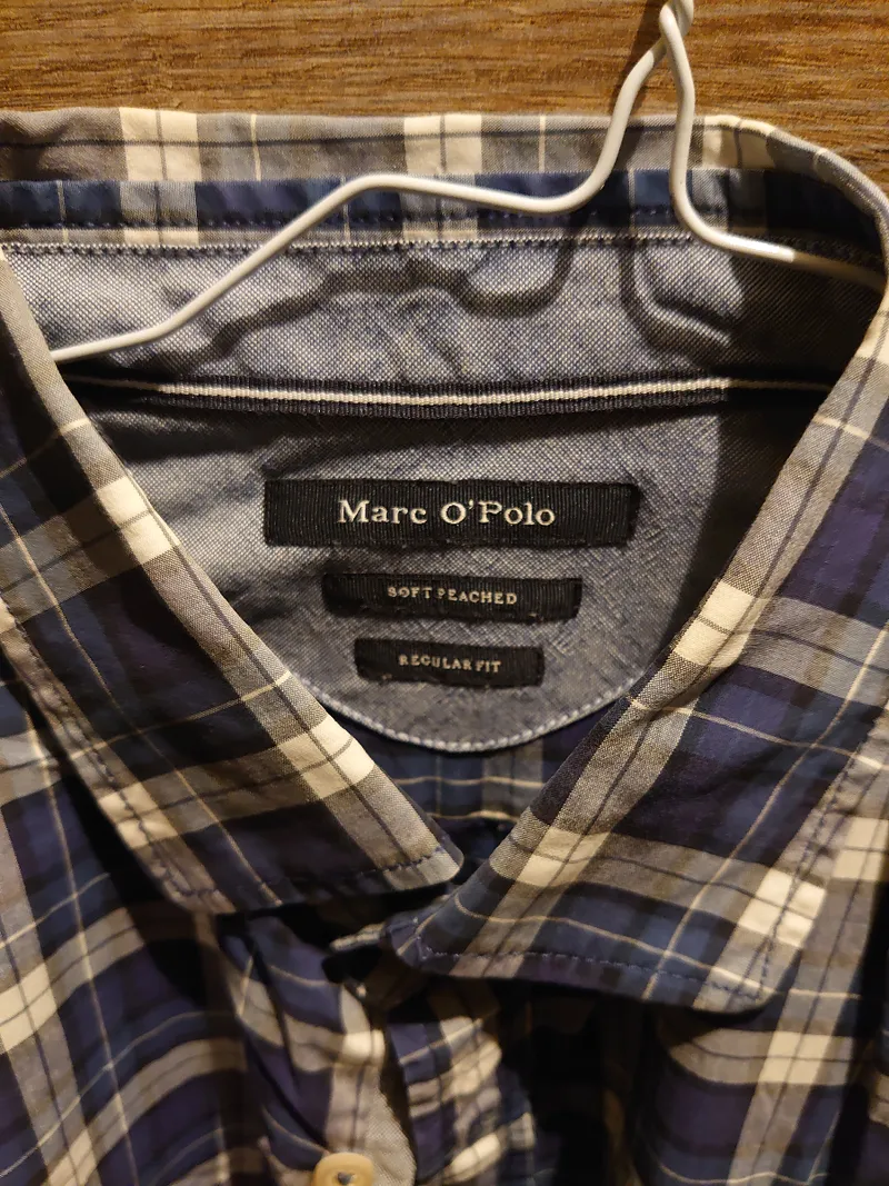 Marc O'Polo Herren Freizeithemd Gr. XL Kariert Blau Baumwolle Regular Fit 3