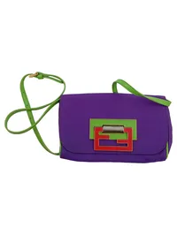 Fendi Baguette Mini Umhängetasche Lila Grün Rot FF Logo Verschluss 1