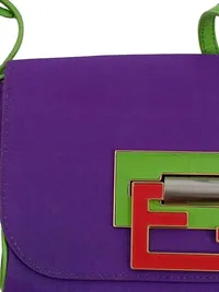 Fendi Baguette Mini Umhängetasche Lila Grün Rot FF Logo Verschluss 2