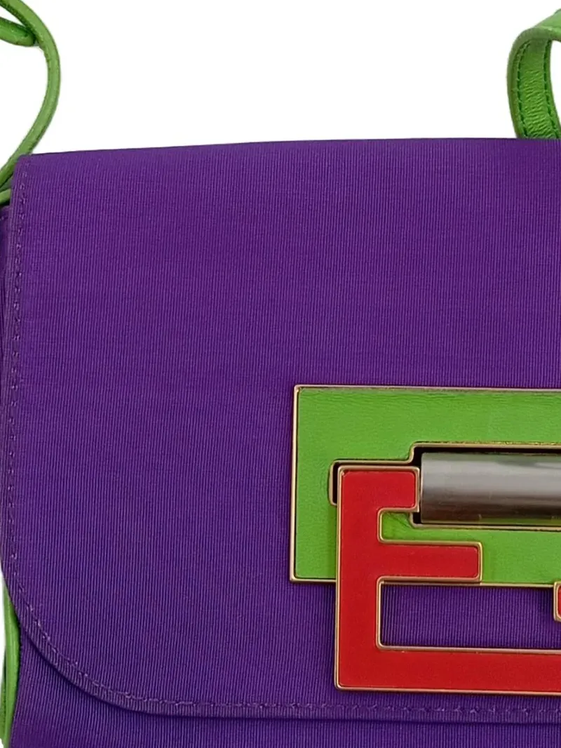 Fendi Baguette Mini Umhängetasche Lila Grün Rot FF Logo Verschluss 2