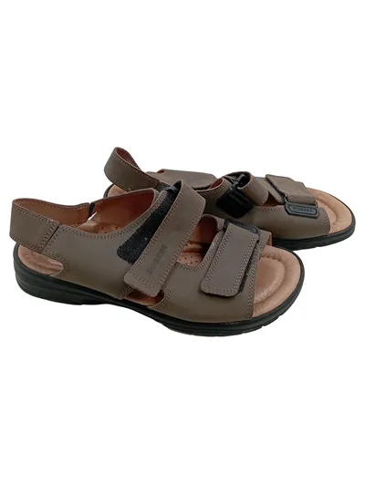 Robert Herren Leder Sandalen Braun Gr. 42 Klettverschluss Freizeit