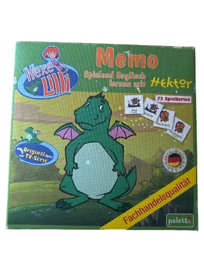 Hexe Lilli Memo Spiel Englisch lernen mit Hektor 72 Spielkarten Paletti
