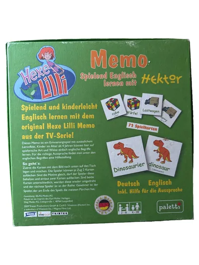 Hexe Lilli Memo Spiel Englisch lernen mit Hektor 72 Spielkarten Paletti