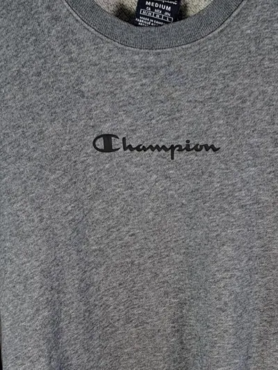 Champion Herren Sweatshirt Grau Meliert Logo Print Freizeit Gr. M