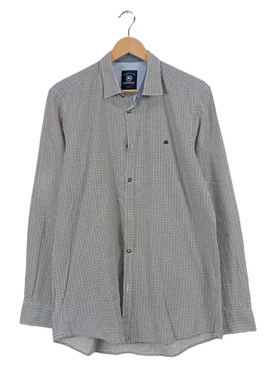 LERROS Herren Business Hemd Langarm Gr. L Beige Geometrisch Baumwolle
