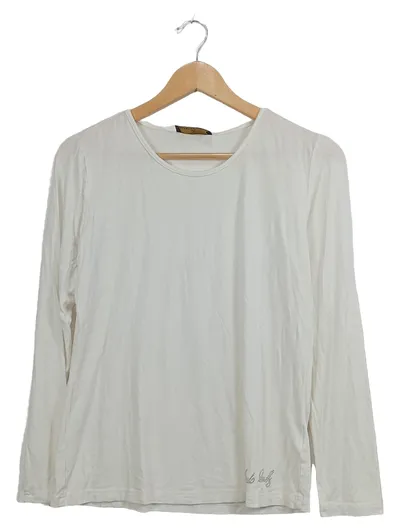 Alfredo Pauly Damen Langarmshirt Baumwolle Basic Strasssteine Weiß Gr. 38