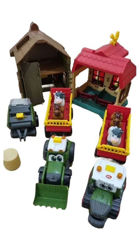 Dickie Toys Bauernhof Traktor Set Kinder Spielfiguren Anhänger Tiere Scheune 1