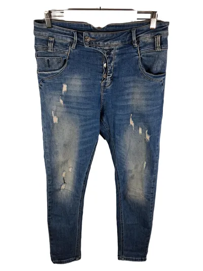 Markenlos Destroyed Jeans Damen Blau Used Look Stretch Baumwolle W31 L28